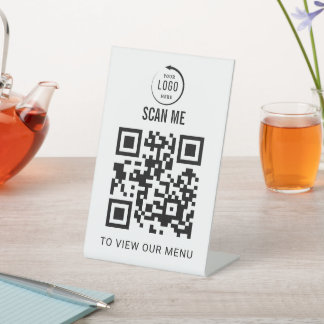 Signe De Table QR Code Tabletop Sign | Digital Menu pedestal sign