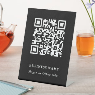 Signe De Table QR Code Website Link Black Modern Business