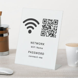 Signe De Table QR Code Wifi Mot de passe et réseau personnalisé