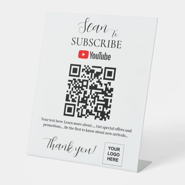 Signe De Table QR code Youtube Subscribe Pedestal Sign (Recto)