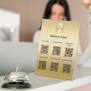 Signe De Table QR codes informations clients hôtel resort or