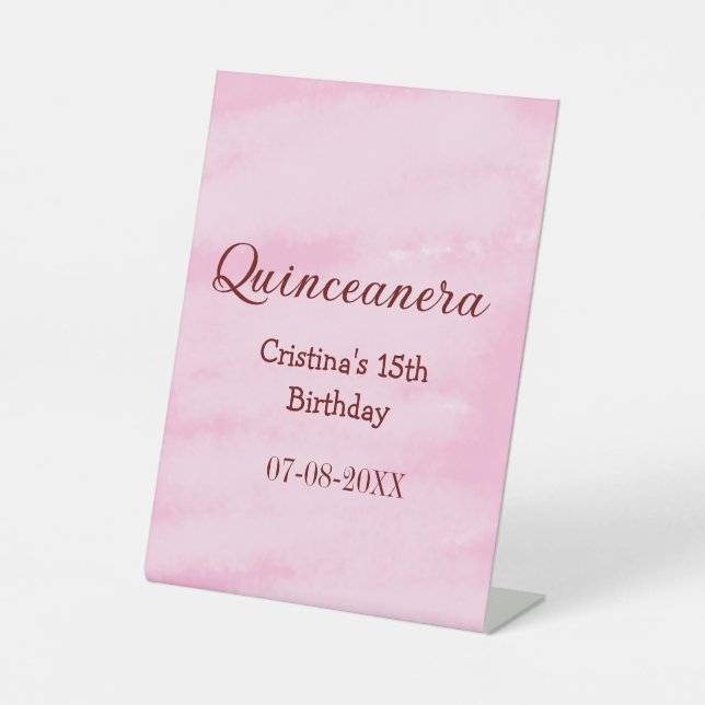 Signe De Table Quinceanera anos 15e anniversaire ajouter nom text (Recto)