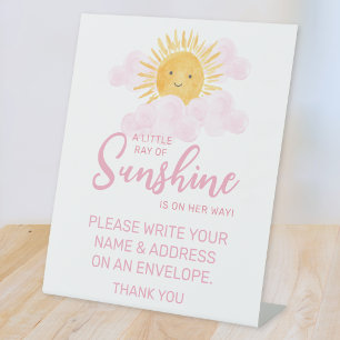 Signe De Table Rayon de soleil Baby Shower Nom et adresse 