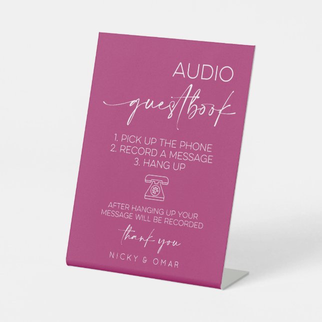 Signe De Table Réception de mariage Berry Audio Guestbook (Recto)