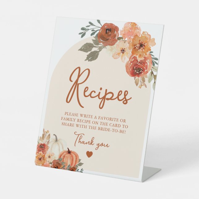 Signe De Table Recettes de Baby Shower de Mariage Bohème d'Automn (Recto)
