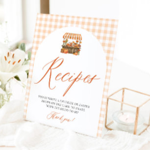 Signe De Table Recettes fraîches du marché en gingham orange d'au