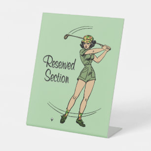 Signe De Table Réchauffez-vous pour Golfing Personnel Lady Golfer