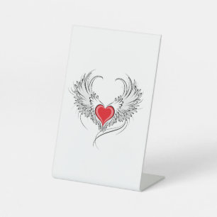 Signe De Table Red Angel Coeur avec ailes