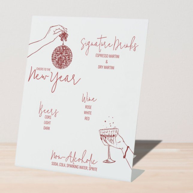 Signe De Table Red Doodle nouvelle année fête Bar (Créateur téléchargé)