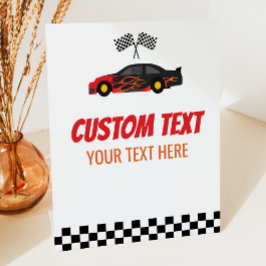 Signe De Table Red Flame Race Car Racecar Custom Text Party