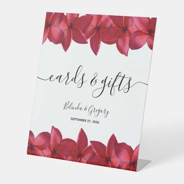 Signe De Table Red Plumeria Frangipani Cartes de Mariage & Cadeau (Recto)