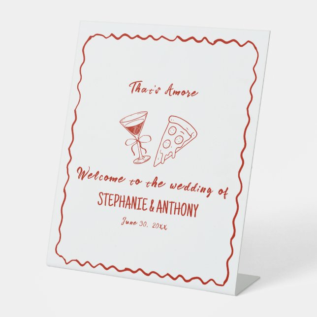 Signe De Table Red Whimsical Frame That's Amore Italian Wedding (Recto)