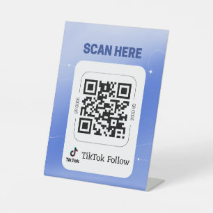 Signe De Table Regardez notre code QR de vidéos Suivez-nous sur