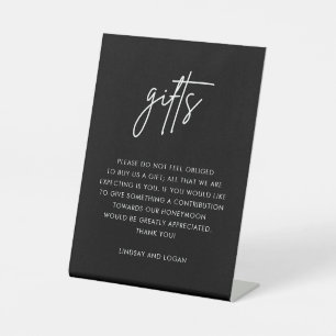 Signe De Table Registre de cadeaux Black moderne Mariage du fonds
