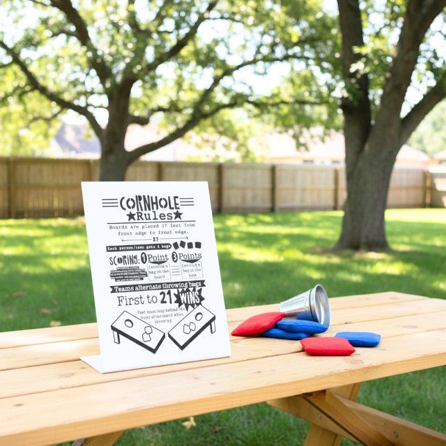 Signe De Table Règles de Cornhole (Cornhole Rules Pedestal Sign)