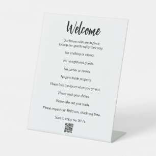 Signe De Table Règles de la Maison de vacances Noir Blanc & Wi-Fi