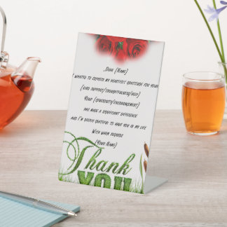 Signe De Table "Remerciements et remerciements sincères"