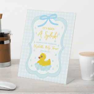 Signe De Table Remerciements pour Baby Shower Gingham Garçon aux