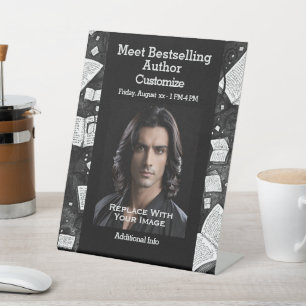 Signe De Table Rencontrez L'Auteur Livres Noir Et Blanc