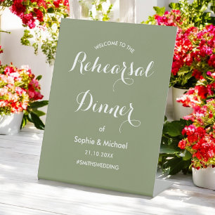 Signe De Table Répétition Dîner Sage Green Welcome