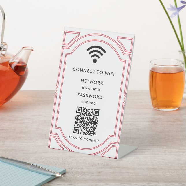 Signe De Table Réseau WiFi | Analyser le code QR pour se connecte (In SItu)