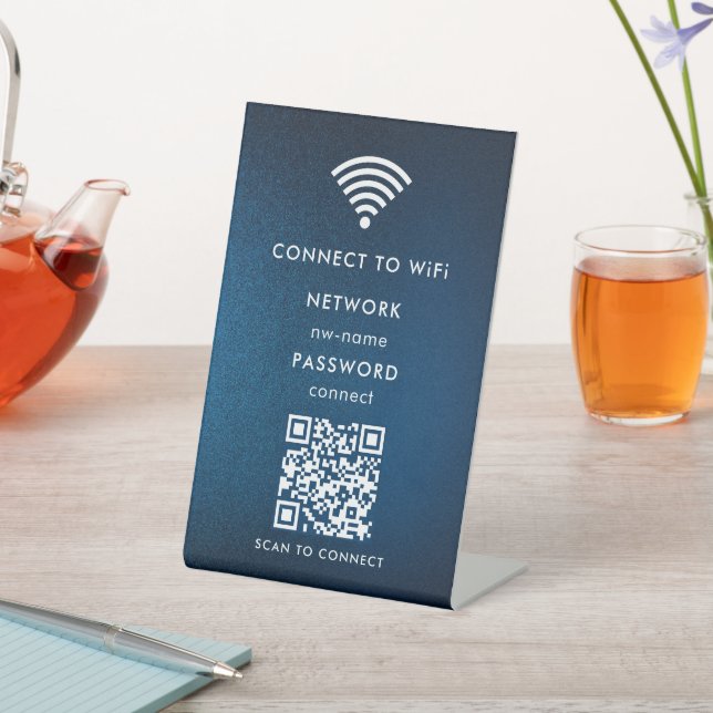 Signe De Table Réseau WiFi | Analyser le code QR pour se connecte (In SItu)