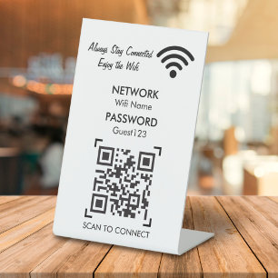 Signe De Table Réseau Wifi Avec Code QR Texte Personnalisé Pour L