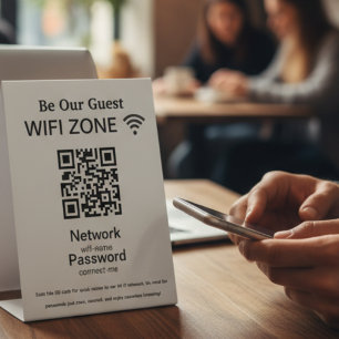 Signe De Table Réseau Wifi QR Code Internet Scan pour se connec
