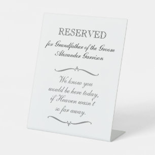 Signe De Table Réservé au grand-père de Groom Mariage commémorati