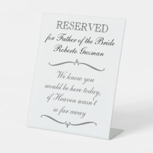 Signe De Table Réservé Au Père Du Mariage Mémorial De Mariée