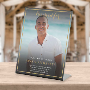 Signe De Table Réservé Enregistrer Un Siège Père De Mariée Photo