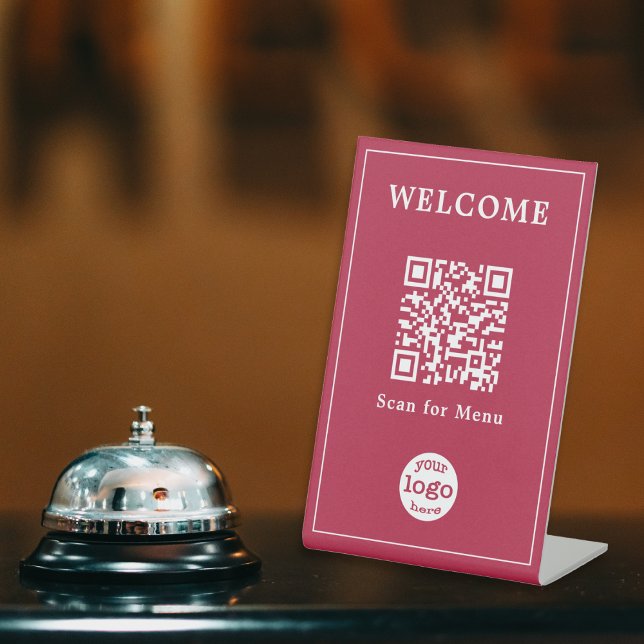 Signe De Table Restaurant moderne Café Menu Code QR Logo (Modern Business Restaurant Cafe Menu QR Code Logo Pedestal Sign)