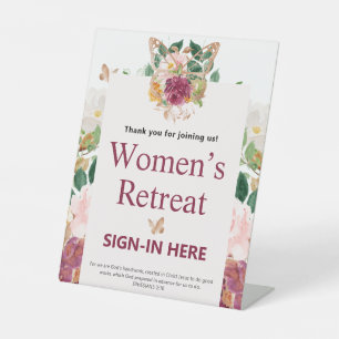 Signe De Table Retraite de femmes florale rose chrétienne