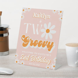 Signe De Table Retro Deux filles Super 2e anniversaire Bienvenue