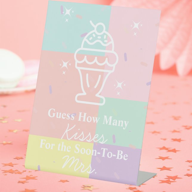 Signe De Table Retro Devinez Combien De Baisers Jeu (Retro Guess How Many Kisses Game Pedestal Sign)