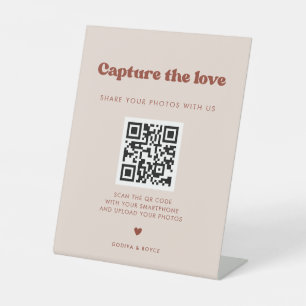 Signe De Table Retro élégant Peach Pink Mariage Capture l'amour