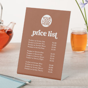 Signe De Table Retro et Boho Tarifs des services et votre logo
