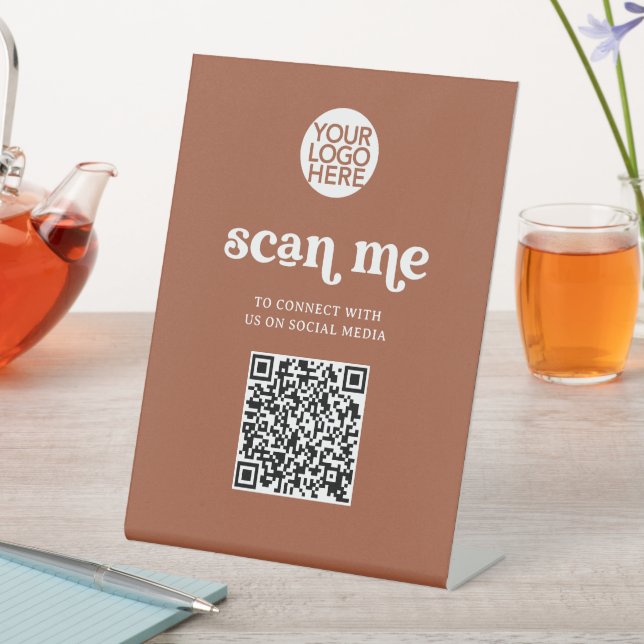 Signe De Table Retro et Boho | Terracotta Scan Me QR Code (In SItu)