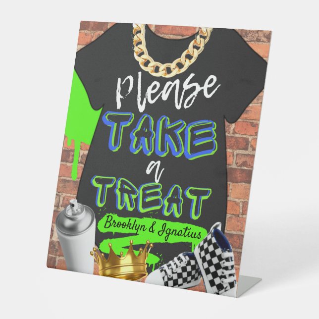 Signe De Table Retro Hip hop Urban Prenez un soin (Recto)