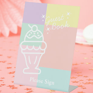 Signe De Table Retro Ice Cream Livre d'hôte Douche nuptiale