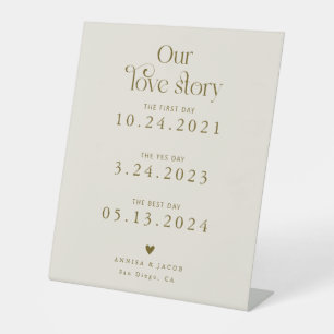 Signe De Table Retro Notre Histoire D'Amour Chronologie Mariage B