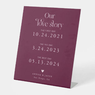 Signe De Table Retro Notre histoire d'amour Cranberry Mariage Tim