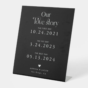 Signe De Table Retro Notre Histoire D'Amour Scénario Mariage Noir