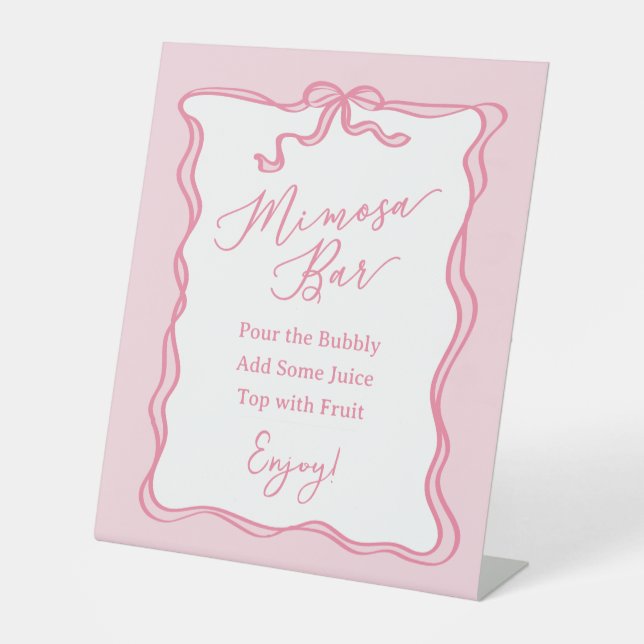 Signe De Table Retro Pink Bow Elle noue le noeud Mimosa Bar (Recto)