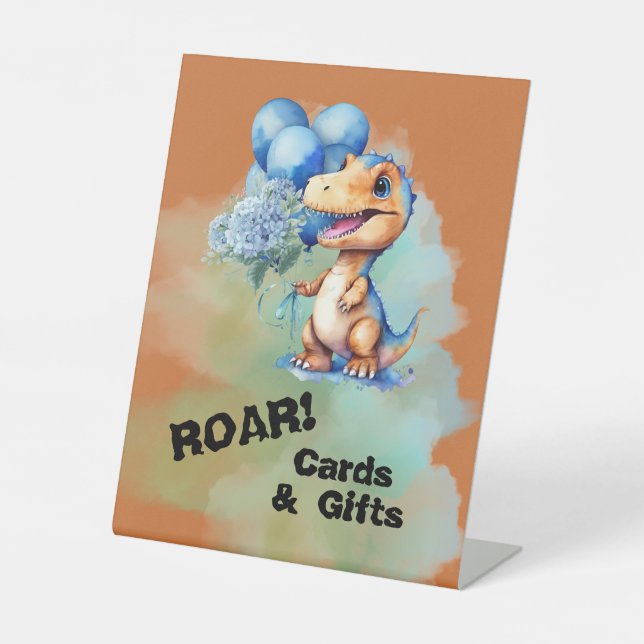 Signe De Table Roar Son A Garçon T-Rex Dinosaur Cartes & Cadeaux (Recto)