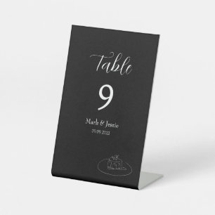Signe De Table ROE Mariage simple noir et blanc