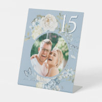 Romantique Dusty Blue Floral Mariage Photo