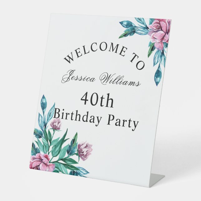 Signe De Table Romantique Feminine Floral 40e anniversaire (Recto)