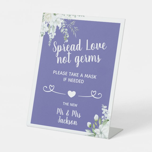 Signe De Table Romantique fleurs douces mariage covid masque de s (Recto)