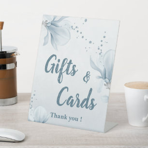 Signe De Table Romantique marine bleu poussiéreux fleurs mariage